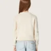 Maglione da bambina Golden in filato di cotone bianco con ricamo della mascotte