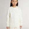 Maglione da bambina in lana bianca con perle