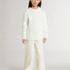 Maglione da bambina in lana bianca con perle