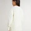 Maglione da bambina in lana bianca con perle