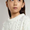 Maglione da bambina in lana bianca con perle