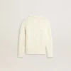 Maglione da bambina in lana bianca con perle