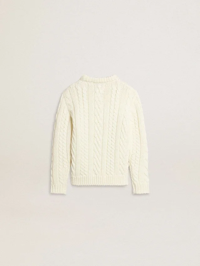 Maglione da bambina in lana bianca con perle