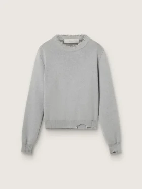 Maglione da donna a collo rotondo in cotone grigio