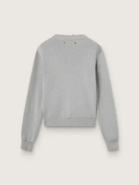 Maglione da donna a collo rotondo in cotone grigio
