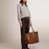 Maglione da donna a collo rotondo in cotone grigio