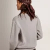 Maglione da donna a collo rotondo in cotone grigio