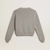 Maglione da donna a collo rotondo in cotone grigio