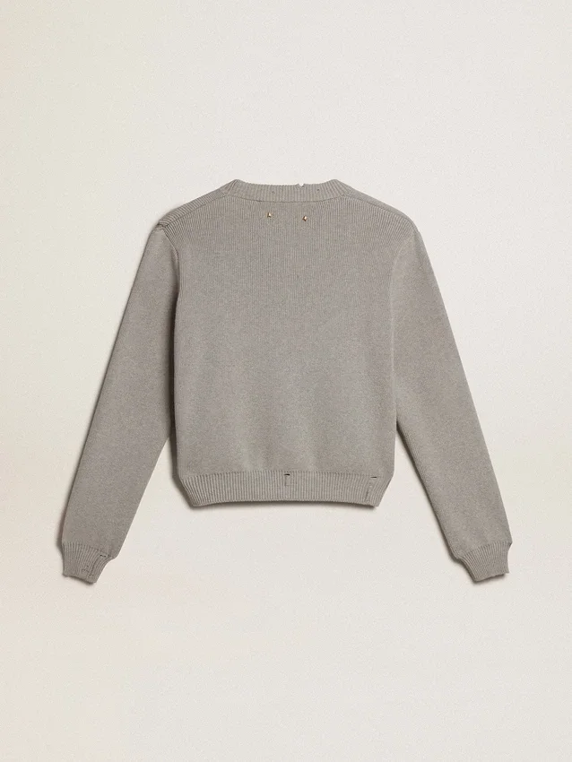 Maglione da donna a collo rotondo in cotone grigio
