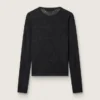 Maglione da donna a girocollo con motivo jacquard floreale nero