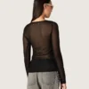 Maglione da donna a girocollo con motivo jacquard floreale nero
