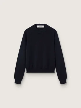 Maglione da donna a girocollo in cotone blu scuro