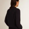 Maglione da donna a girocollo in cotone blu scuro