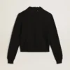 Maglione da donna a girocollo in cotone blu scuro
