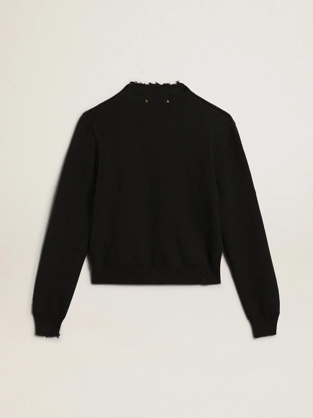 Maglione da donna a girocollo in cotone blu scuro