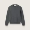 Maglione da donna a girocollo in cotone grigio scuro con logo sul retro