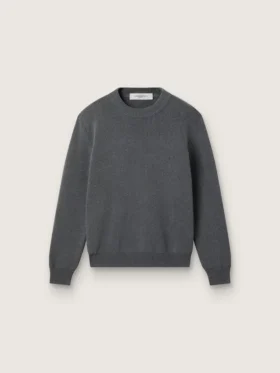 Maglione da donna a girocollo in cotone grigio scuro con logo sul retro