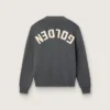 Maglione da donna a girocollo in cotone grigio scuro con logo sul retro