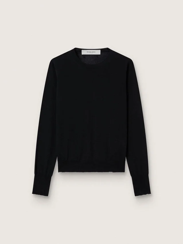 Maglione da donna a girocollo in lana nera