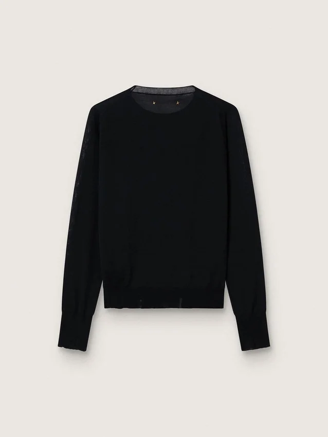 Maglione da donna a girocollo in lana nera