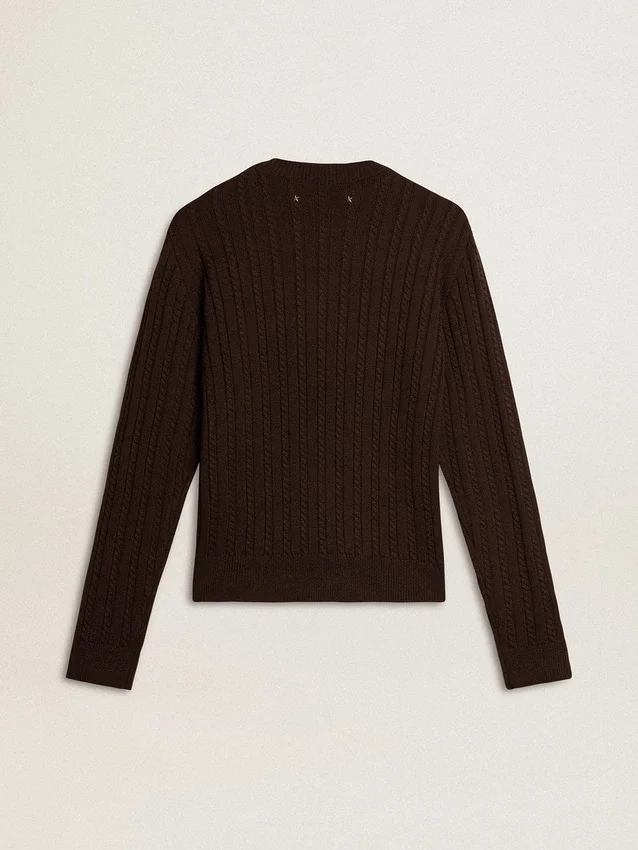 Maglione da donna a girocollo in misto lana con bottoni dorati