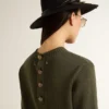 Maglione da donna a maniche corte in cotone verde militare