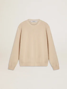 Maglione da donna beige con scritta “Golden” sul retro
