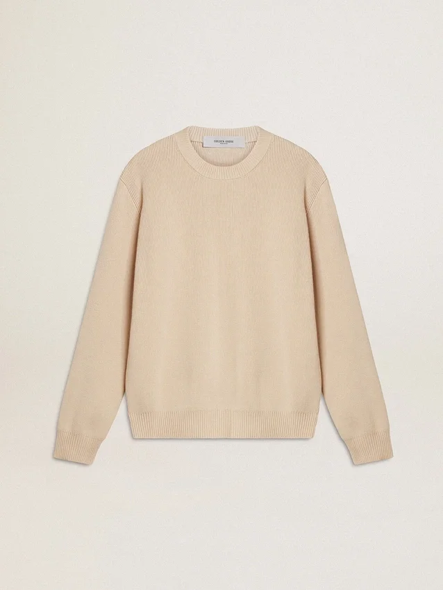 Maglione da donna beige con scritta “Golden” sul retro