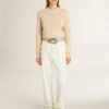 Maglione da donna beige con scritta “Golden” sul retro