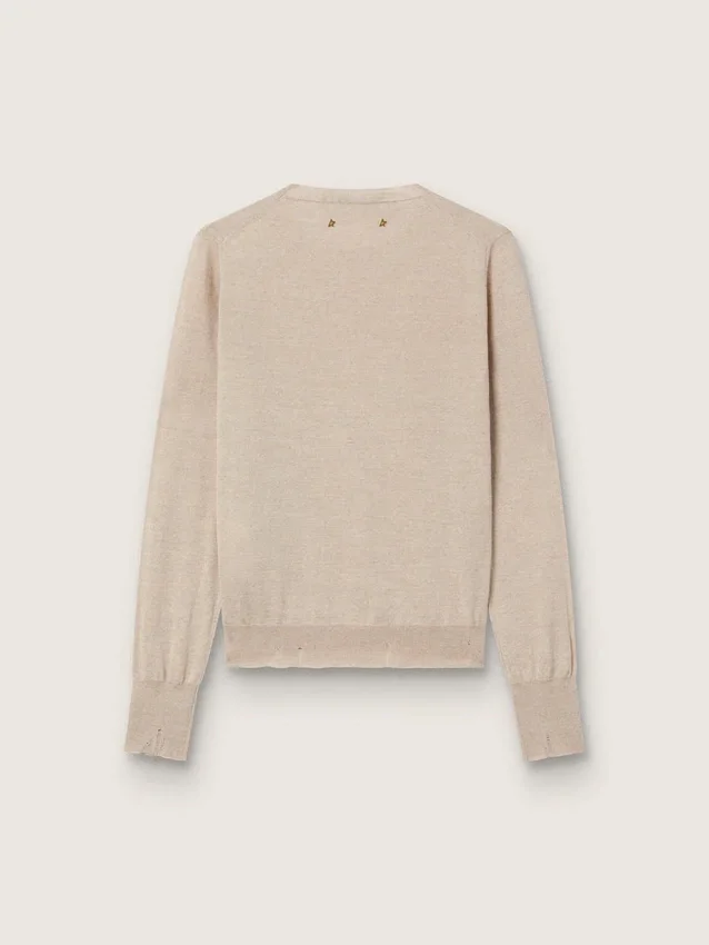 Maglione da donna in lana merino marrone chiaro