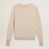 Maglione da donna in lana merino marrone chiaro