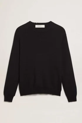 Maglione da uomo a girocollo in cotone blu scuro