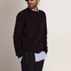 Maglione da uomo a girocollo in cotone blu scuro