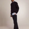 Maglione da uomo a girocollo in cotone blu scuro