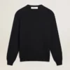 Maglione da uomo a girocollo in cotone blu scuro con logo
