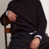 Maglione da uomo a girocollo in cotone blu scuro con logo