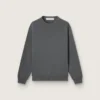 Maglione da uomo a girocollo in cotone grigio scuro con logo sul retro