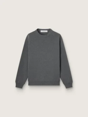 Maglione da uomo a girocollo in cotone grigio scuro con logo sul retro