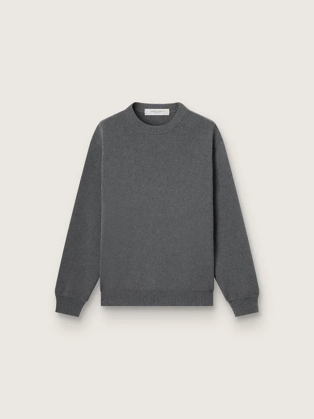 Maglione da uomo a girocollo in cotone grigio scuro con logo sul retro
