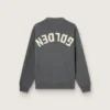 Maglione da uomo a girocollo in cotone grigio scuro con logo sul retro