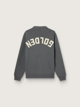 Maglione da uomo a girocollo in cotone grigio scuro con logo sul retro