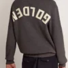 Maglione da uomo a girocollo in cotone grigio scuro con logo sul retro