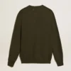 Maglione da uomo a girocollo in cotone verde militare