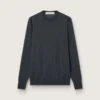 Maglione da uomo a girocollo in lana melange grigio scuro