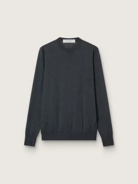 Maglione da uomo a girocollo in lana melange grigio scuro