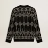 Maglione da uomo a girocollo in misto lana con motivo jacquard a rombi