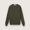 Maglione da uomo a girocollo verde militare con scritta "Golden" sul retro