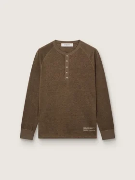 Maglione da uomo a maniche lunghe in jersey di lino color tartaruga