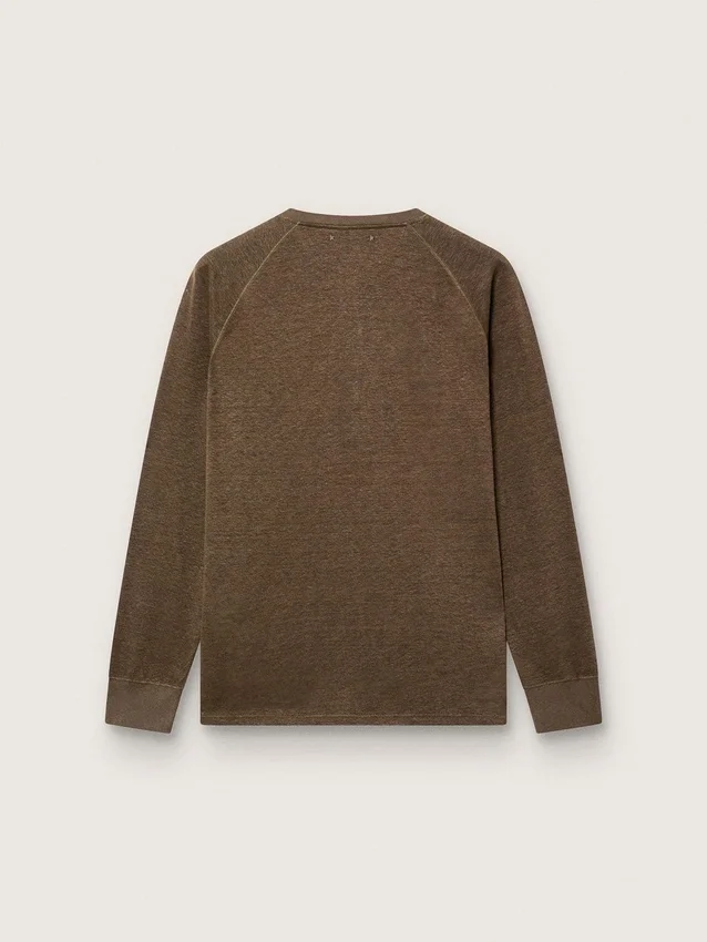 Maglione da uomo a maniche lunghe in jersey di lino color tartaruga