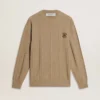 Maglione da uomo beige con logo ricamato